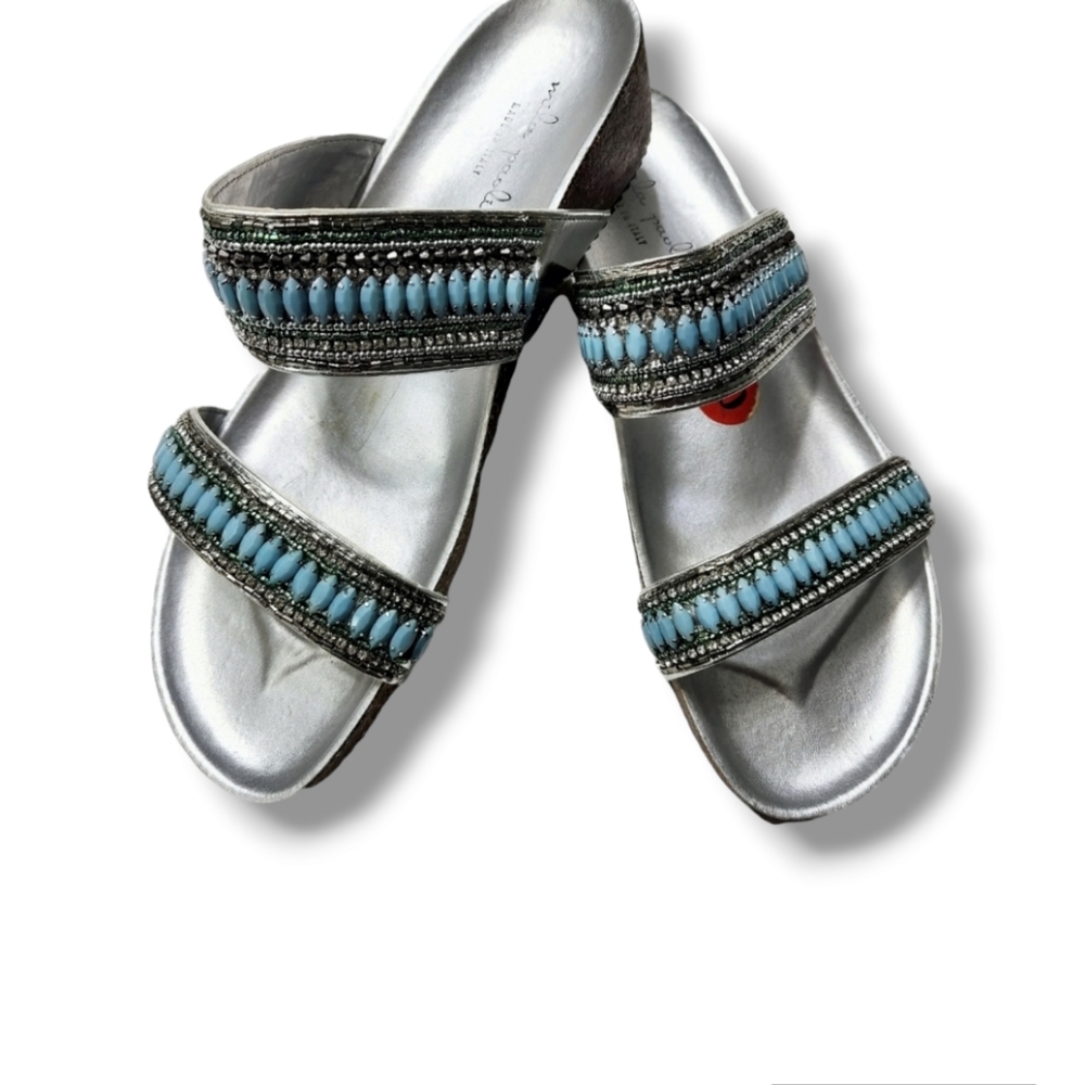 Mila Paoli Embellished Beaded Slide-on Sandals | Size 10 - Picture 3 of 9